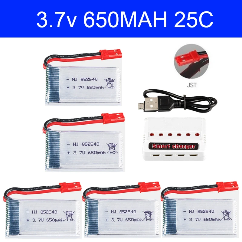 

3.7V 650mAh Drone Rechargeable Li-polymer Battery 802540 + USB Charger set For SYMA X5C X5C-1 X5 H5C Quadcopter