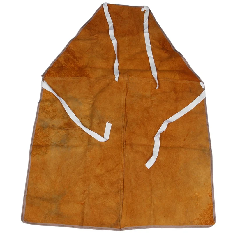 Promotion! Full Cowhide Leather Electric Welding Apron Bib Blacksmith Yellow Safety Clothing |