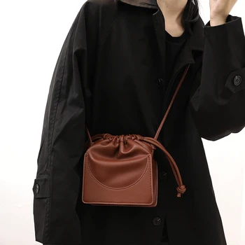 

Fashion Drawstring Bucket Bag Box Type Women Handbag Shoulder Bags Luxury Messenger Crossbody Bag Ladies Totes