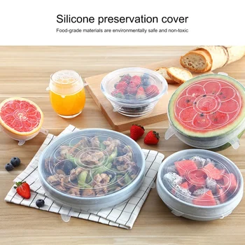 

Silicone Fresh-keeping Cover Sets Leak-proof Heat-resistant Stretchable Organic Silicone Sealed Cover Kitchen Accessories