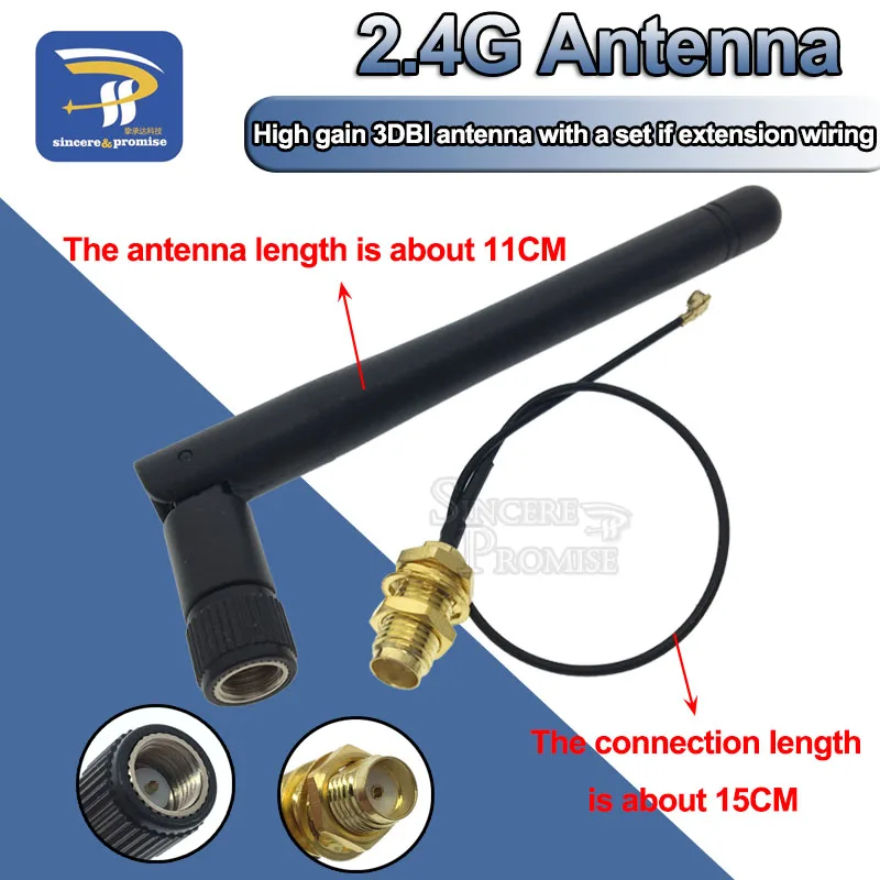 2.4Ghz 3Dbi Wifi 2.4G Antenna Antenna Rp-Sma Router Wireless Maschio + 17Cm Pci U.Fl Ipx A Rp Sma Cavo Pigtail Maschio Esp8266 Esp32