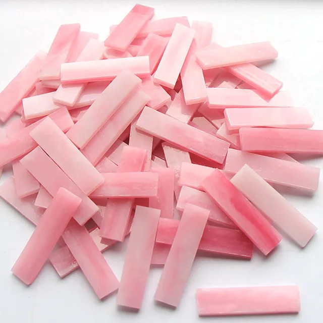 Mixed Color 1 X 4 Cm Square Stained Glass Strip Clear Glass Mosaic Pieces DIY Mosaic Tiles Hobbies Art Crafts Material 100g 18