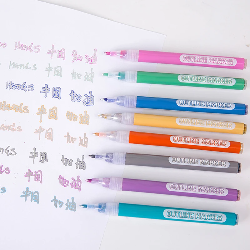 8 цветов двойная линия контурная ручка маркер фломастер для рисования Крап книги