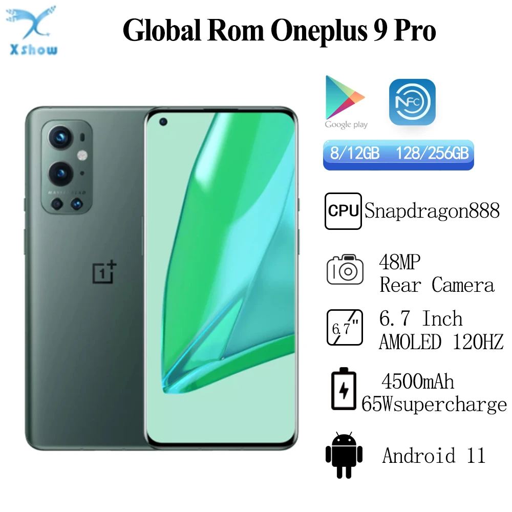 Global Rom OnePlus 9 Pro 5G Smartphone Snapdragon 888 8GB 128GB 6.7" 4500mAh 120Hz Hasselblad Camera  NFC Cell phones one plus best mobile