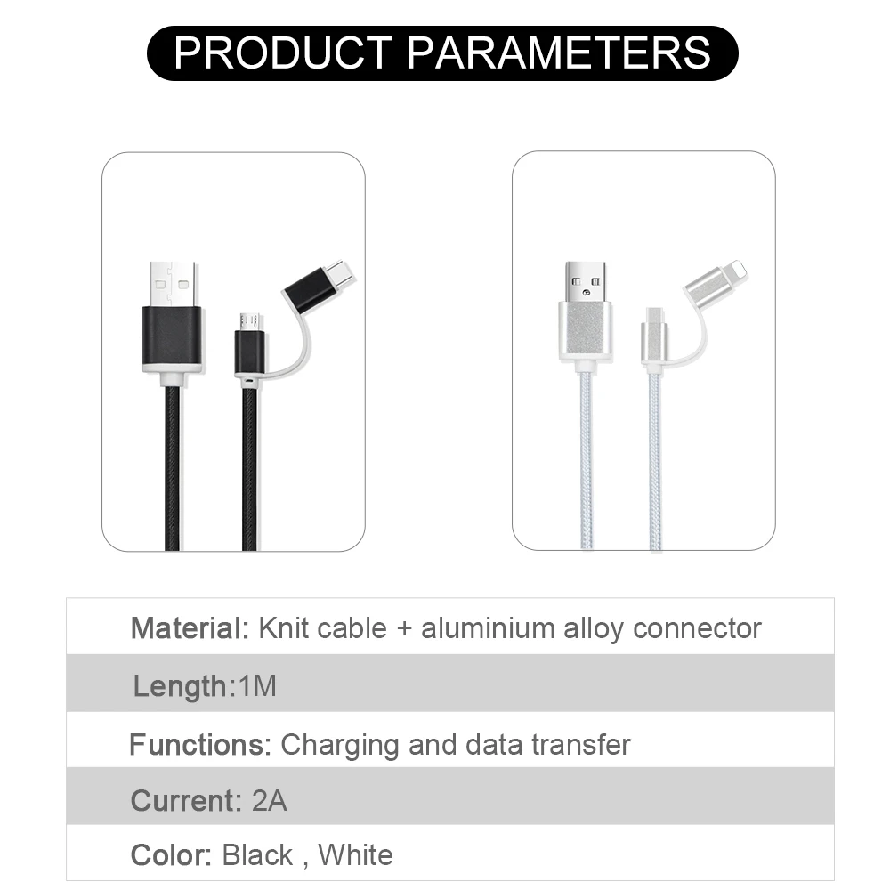 Swalle 2 in 1 knit usb cable micro usb c cable fast charger 2A usb data cable for iPhone andriod mobile phone cable Swalle 2 in 1 knit usb cable micro usb c cable fast charger 2A usb data cable for iPhone andriod mobile phone cable