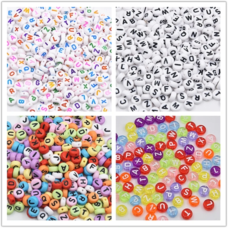 Letra mezcladas de cuentas de acrílico alfabeto cuentas espaciadoras sueltas joyería hecho a mano Diy pulsera collar de artes y manualidades para niños