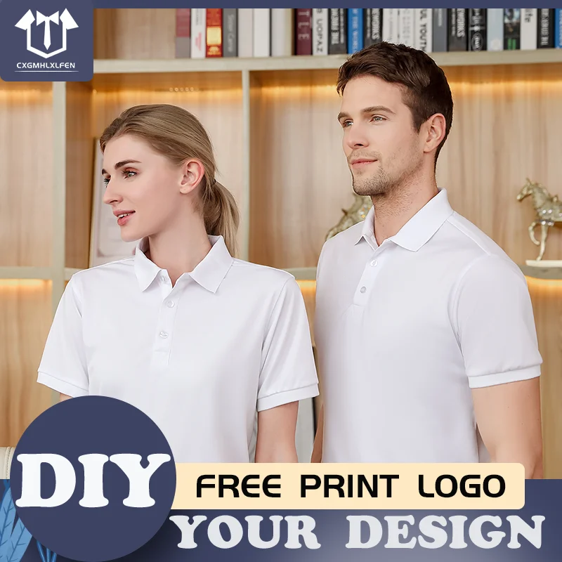 

Рубашка-поло мужская с коротким рукавом, чистый хлопок, вышивка, деловая модная Свободная рубашка-поло, лето