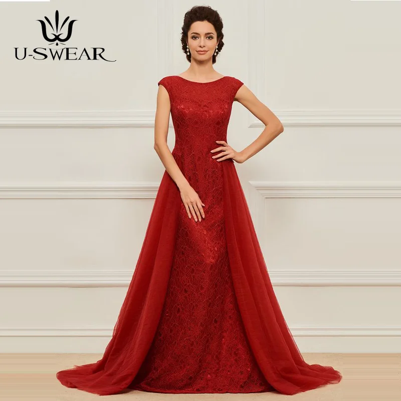 

Lace Mother of The Bride Lace O-neck Cap Sleeve Floor-Length Wedding Party Dress Mother of The Groom Gown Vestido Mae Da Noiva