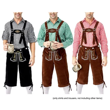 

Oktoberfest Shirt Bib Pants German Costumes Lederhosen For Men 2pcs/set Outfits