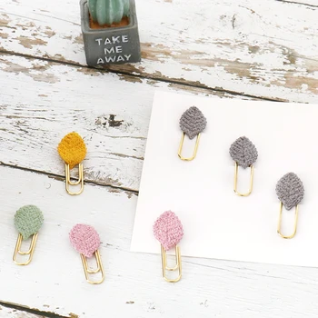 

3pcs Kawaii Knitting Leaves Paper Clip Metal Bookmark File Memo Decorative Clips School Stationery