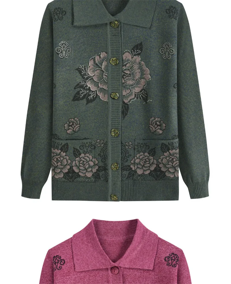 Женский свитер среднего возраста, кардиган, Осень-зима, принт, свитера, куртка, женская повседневная, плюс размер, свитера, куртки, кардиган 852