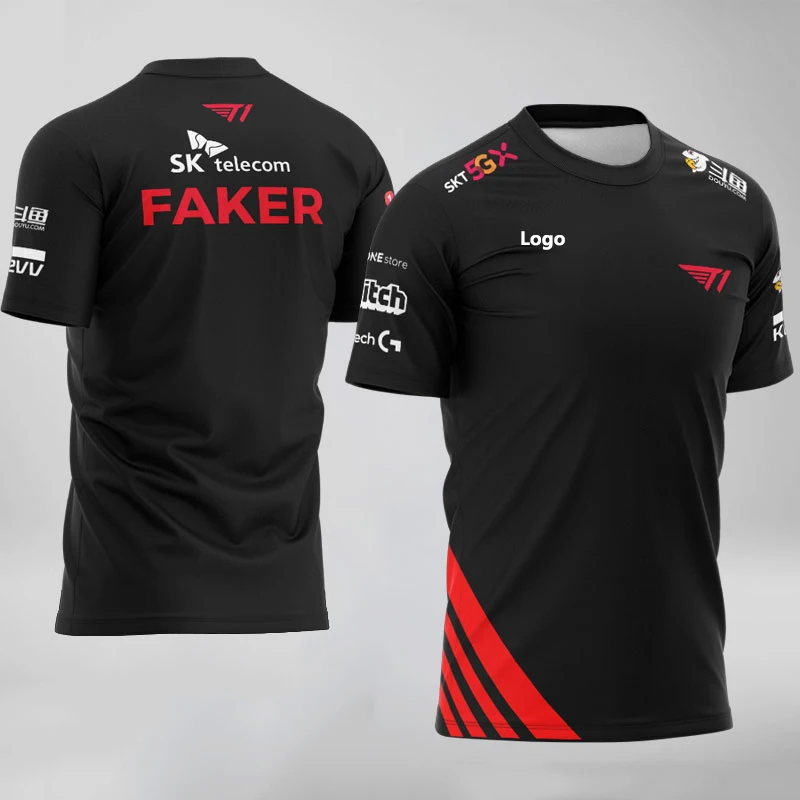 SKT equipo camiseta LOL E-Sports T1 jugador uniforme Jersey T-Shirt, nombre personalizado camiseta de Fans de las mujeres de los hombres ID personalizado farsante camiseta