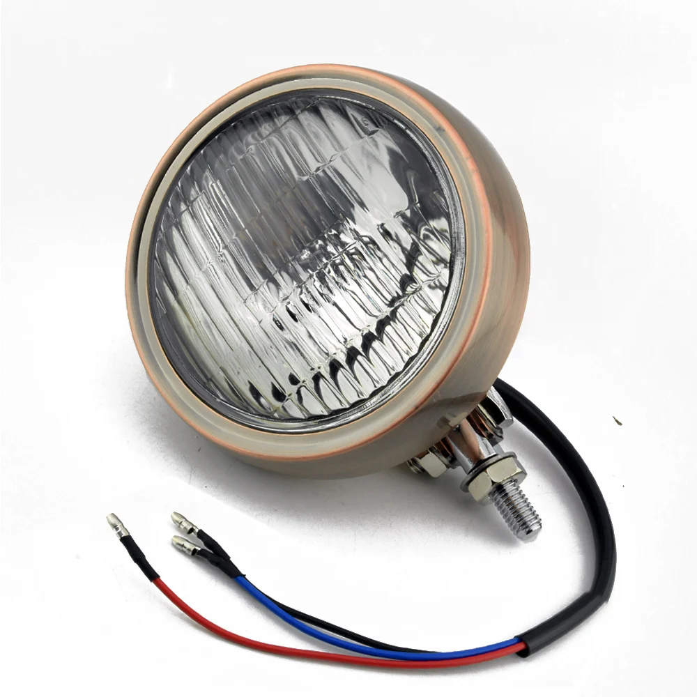 Copper Clear Медная 4," Ретро винтажная фара герметичная балка сетка решетка фара для Harley Кафе Racer скремблер Триумф чоппер - Цвет: Copper Clear