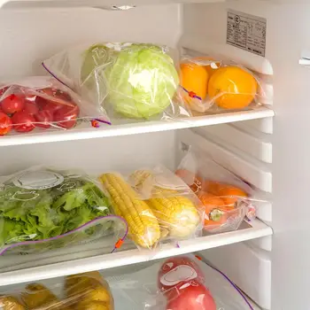 

10PCS/Lot Food Ziplock Bag Reusable Fresh Zipper Bags Freezing Heating Food Storage Bags Vacuum Sealed Bag Kitchen Accessories