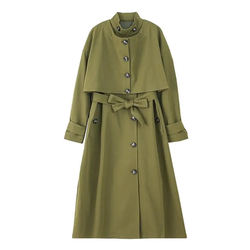 Army Green Trench Coat Women Autumn Winter Coat
