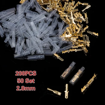 

200Pcs Female Male Spade 2.8mm Crimp Terminals Sleeve Wire Wrap Connector Electrical Insulated Bare End Spring Terminal