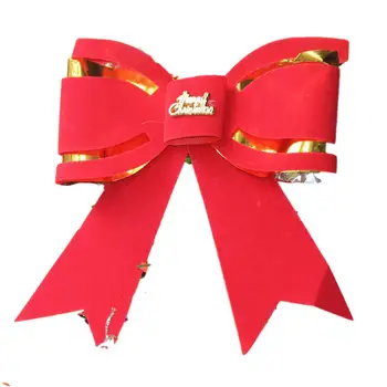 

Bows Bowknot Christmas Tree Ornaments Party Present Xmas Red Flocking Cloth