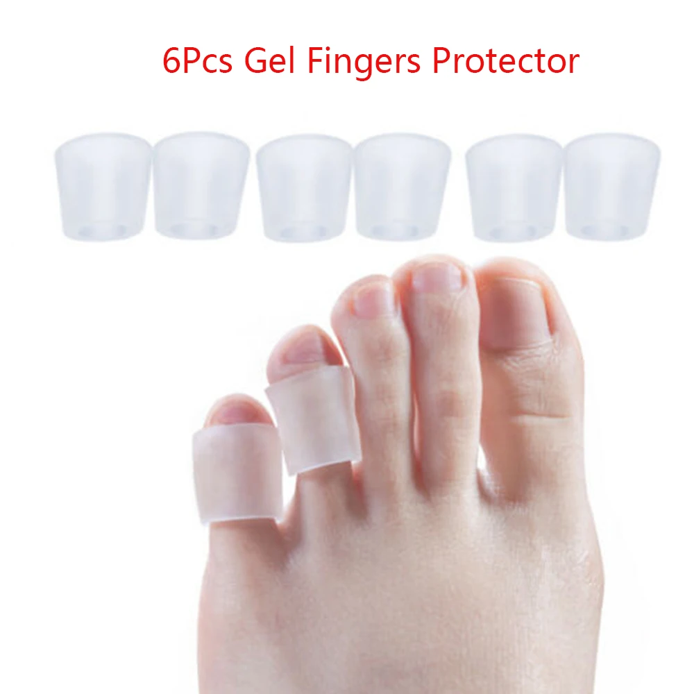 6Pcs Transparent Gel Fingers Protector Corn Corrector Hammer Toe Separator Orthotic Silicone Gel Toe Tube Separation Protection