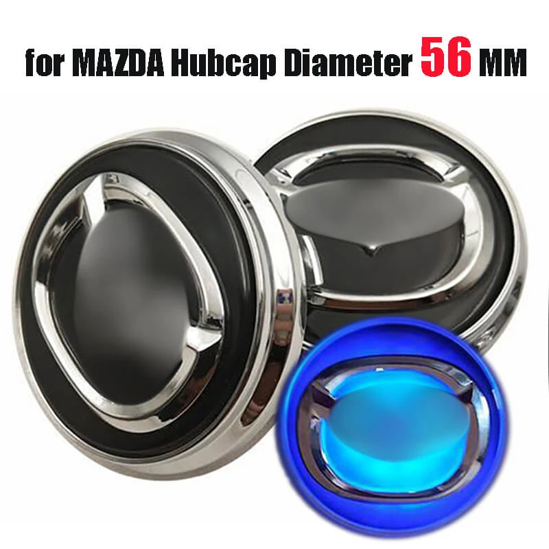 56MM Led Wheel Center Cap Cover Blue Light Floating HubCaps with Logo