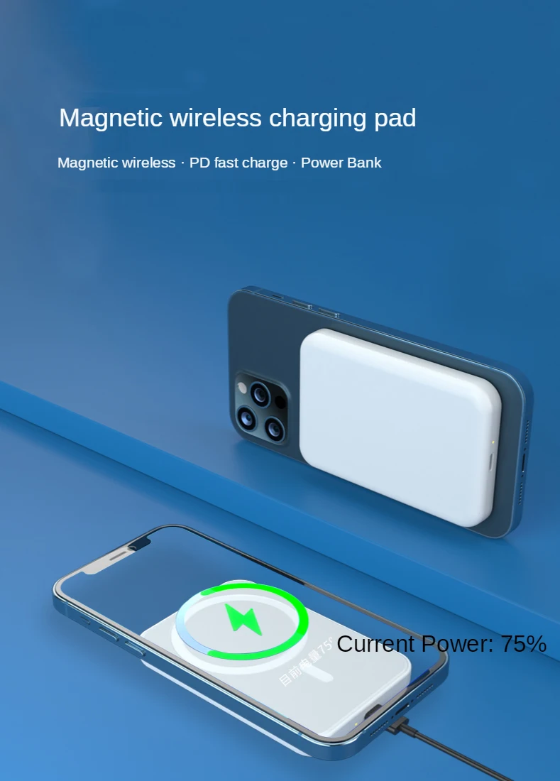 1:1 5000mAh Portable Magnetic Wireless Power Bank Mobile Phone External battery pack For iphone 13 12 13Pro Max 12Pro Max 12Mini powerbank 30000