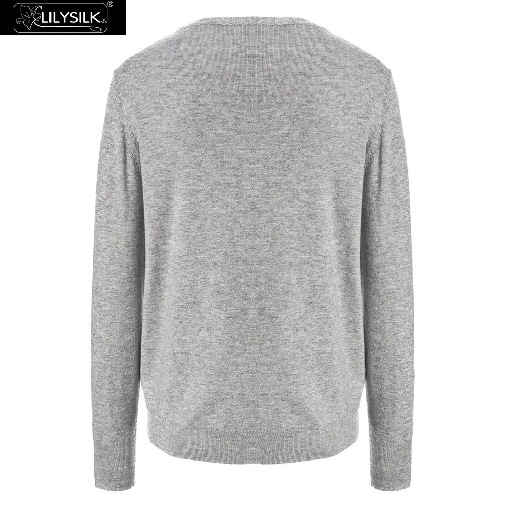 LilySilk Sweater Round Neck Knit Cashmere Blend Soft Crewneck Long Sleeve Pullover Solid Color Women New Free Shipping