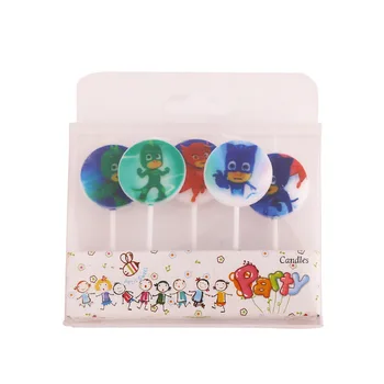 

5PCS pj mask Cartoon character Catboy Owlette Gekko decorations theme party candles supplies Children's birthday toys gift