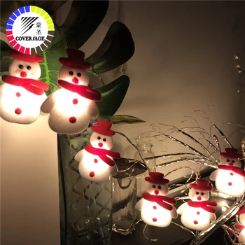 

Coversage Christmas Snowman Led Fairy String 3M Battery Xmas Tree Garland Holiday Curtain Snow Indoor Home Decorative Lights