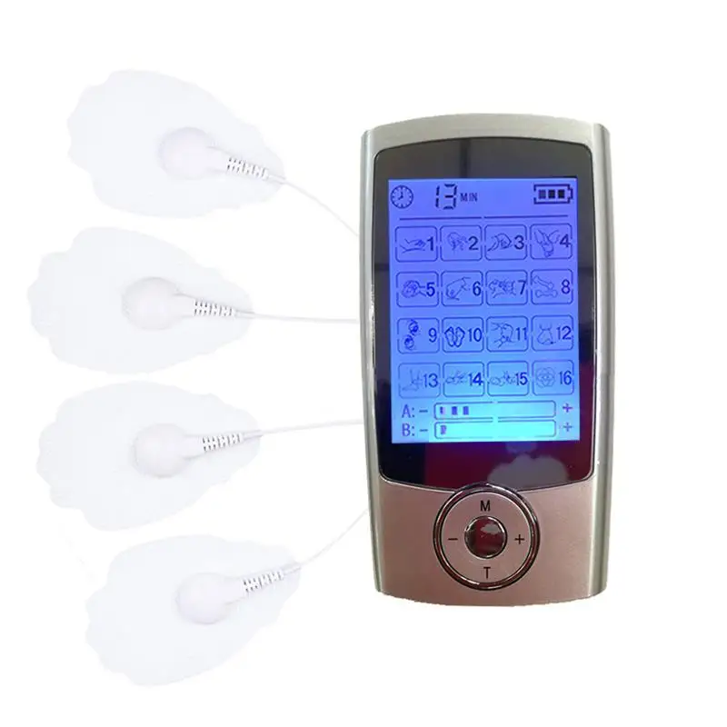 Electric Acupuncture Massager Muscle Therapy Machine Timer 16 Modes 4 Pads For Body Back Neck Foot Leg Portable Health Care Tool