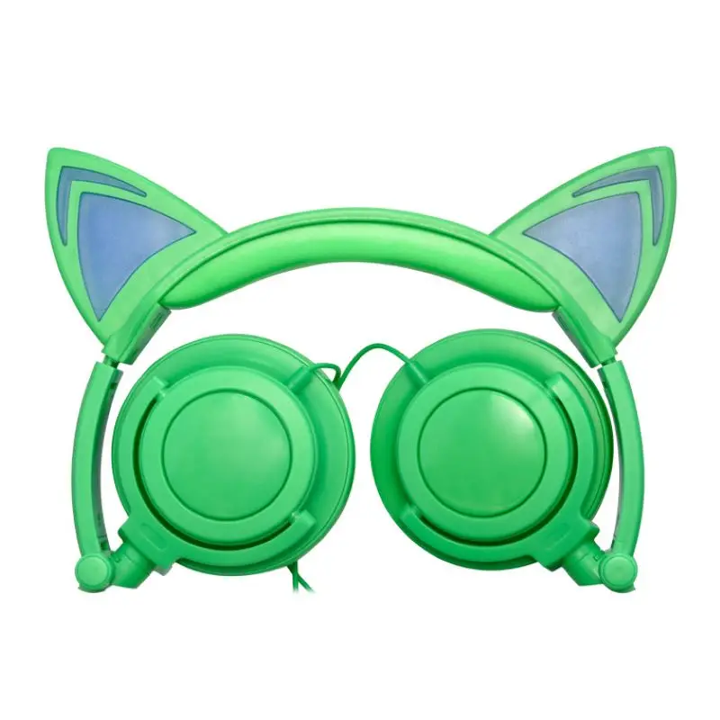 Fashion Cat Ear Headphones With Led Light Cute Cat Ear Gaming Headset For Girls Children Flashing Glowing Gaming Earphones
