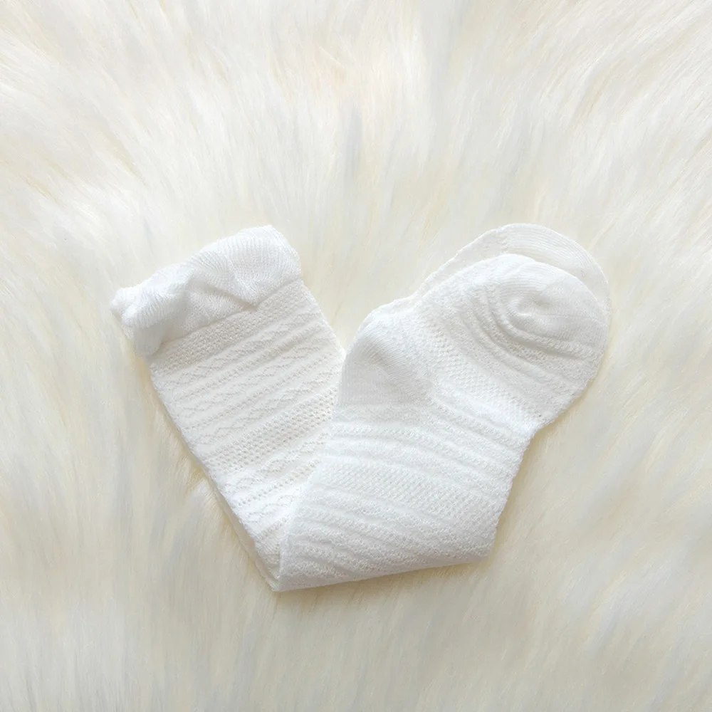 Детские носки, однотонные дышащие хлопковые носки новорожденного малыша выше колена, удобные мягкие носки