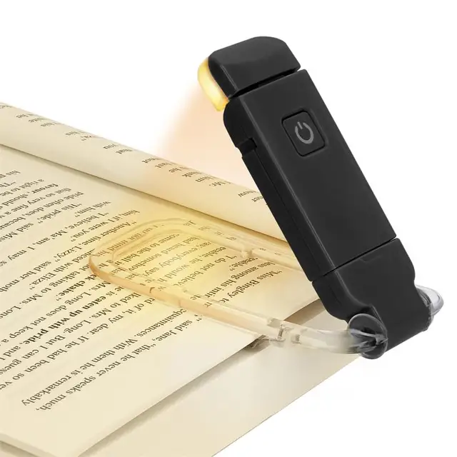 LED USB Rechargeable Book Reading Light Brightness Adjustable Eye Protection Clip Book Light Portable Bookmark Read Light black