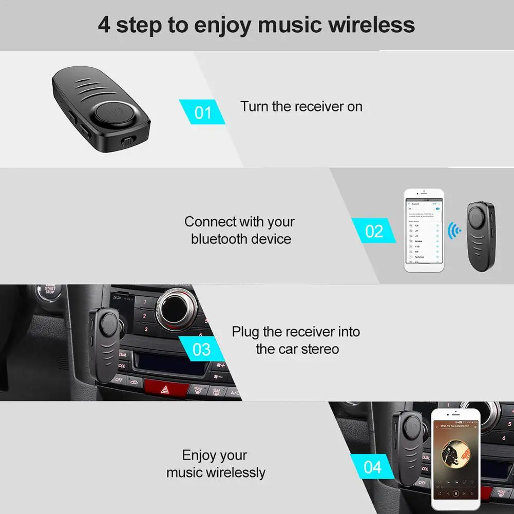Беспроводной 3,5 мм Aux автомобильный Bluetooth адаптер громкой связи 5,0 аудио приемник конвертер динамик для музыки с мобильного телефона