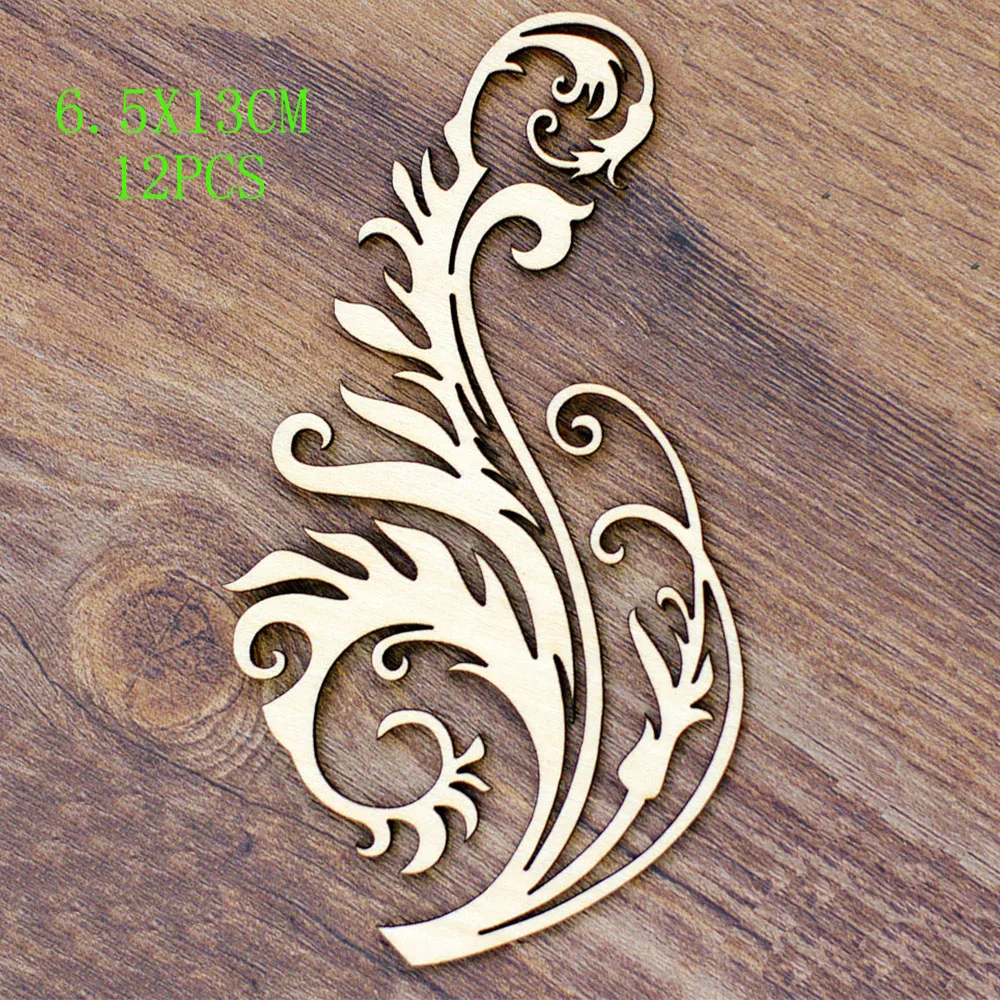 The Most Ancient Classic Vine Flower QITAI 12Pieces/Lot Creative Product Crafts DIY Scrapbooking Vintage Retro Wooden Chip WF024 Ornament Crafts Resin Crafts Wooden Figurine Crafts
