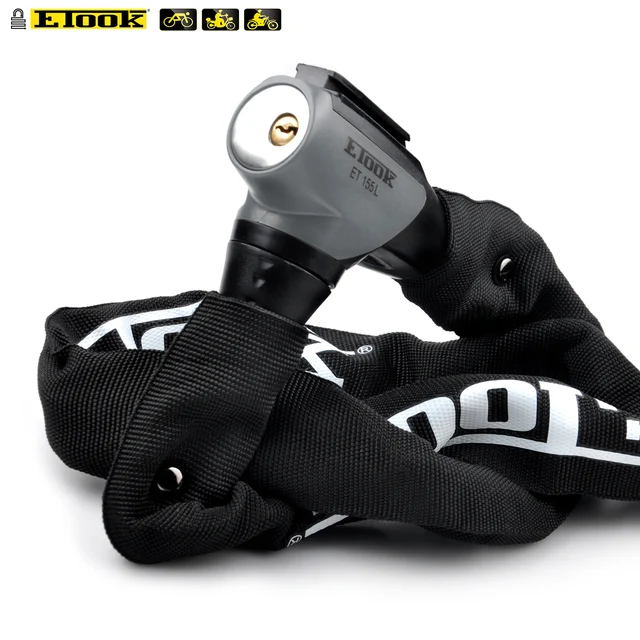 Etook ล็อคแบบพกพาจักรยานเสือภูเขาและถนนสกู๊ตเตอร์ล็อคทนทานผ้าไนลอน Anti Scratch Heavy Duty ยาว Anti Rust โซ่ 1