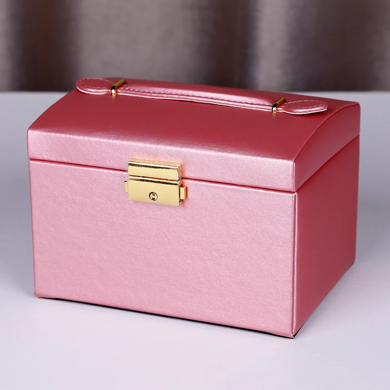 Jewelry Storage Organizer Drawers Box Mirror Leather Jewelry Box