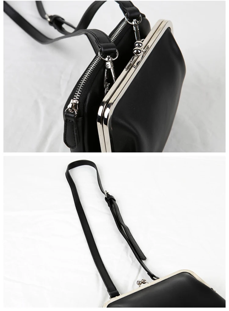 Уникальные Дизайнерские однотонные сумки, винтажные женские Сумки из искусственной кожи на плечо, сумки через плечо с замком поцелуя, сумки с ремешком