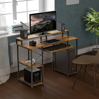 

Modern Computer Desk Study Table for Small Spaces Home Office Rustic Student Writing Desk with Storage Shelf Laptop Table