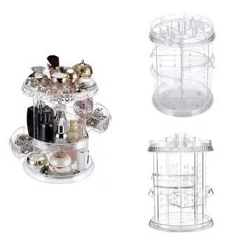 

Fashion 360 Rotated Detachable Cosmetics Jewelry Storage Race Case Sundries Organizer Transparent appearance, convenient to find