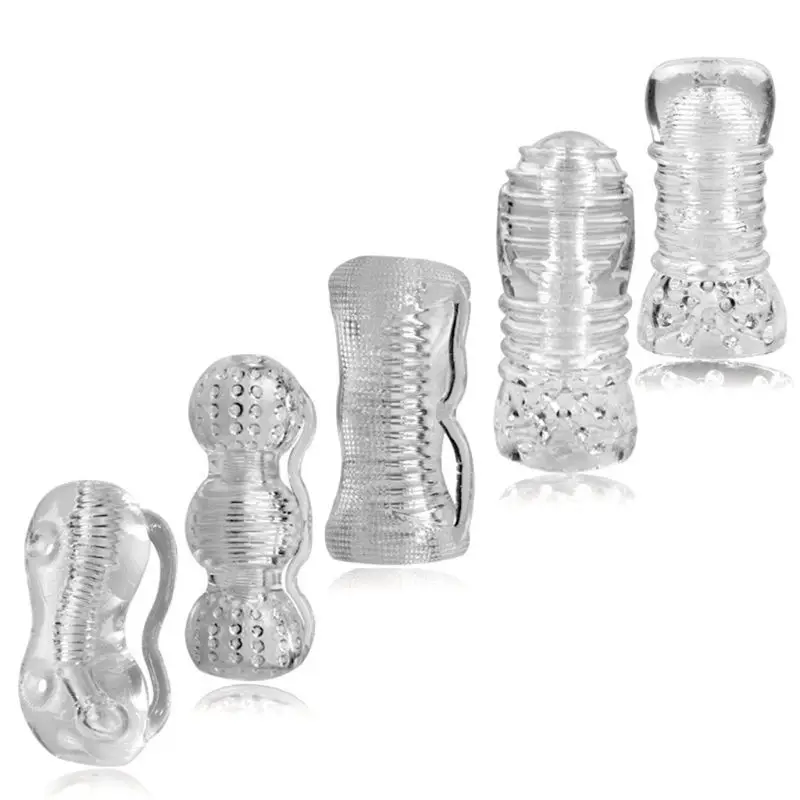 Masturbador masculino para entrenamiento retardante, pene transparente