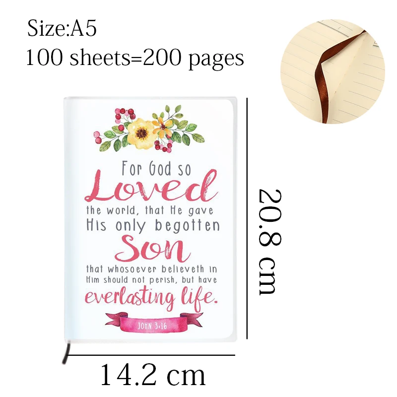 Модный блокнот с цитатами из Библии Джон 3:16 Бог так люблю мир для молитв