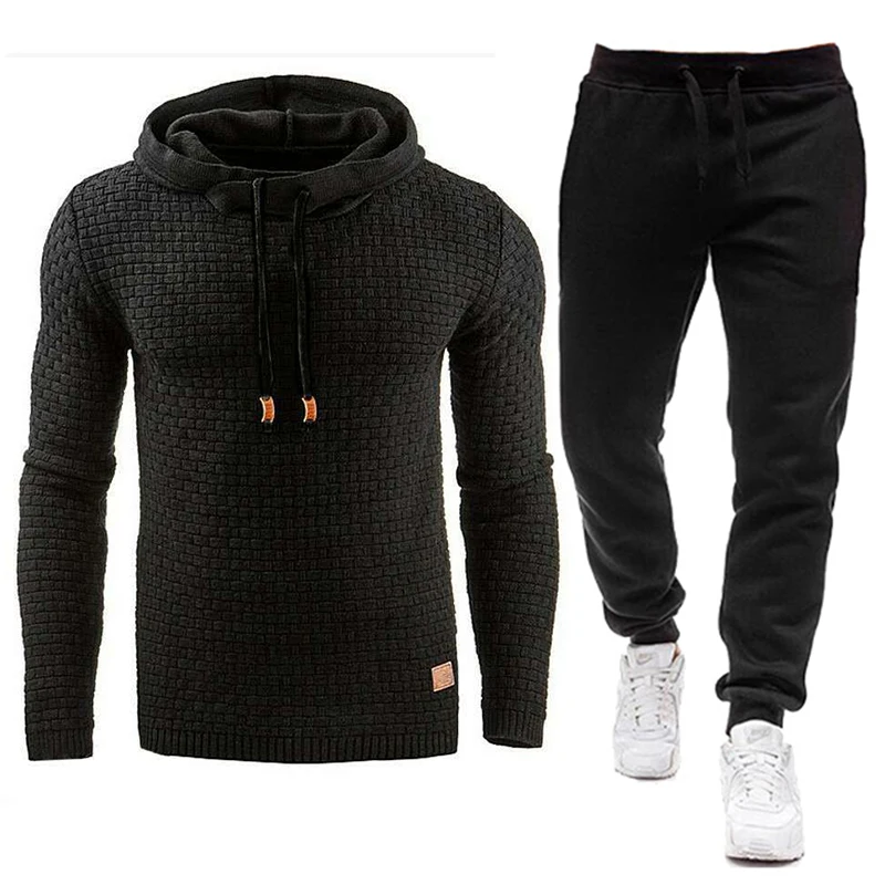 2021 New Tracksuit Men Brand Male Solid Hooded Sweatshirt+Pants Set Mens Hoodie Sweat Suit Casual Sportswear S 5XL Free Shipping