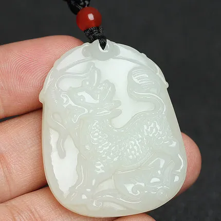 Natural authentic xinjiang hetian jade white jade kirin pendant in delight men and women with kirin widgets