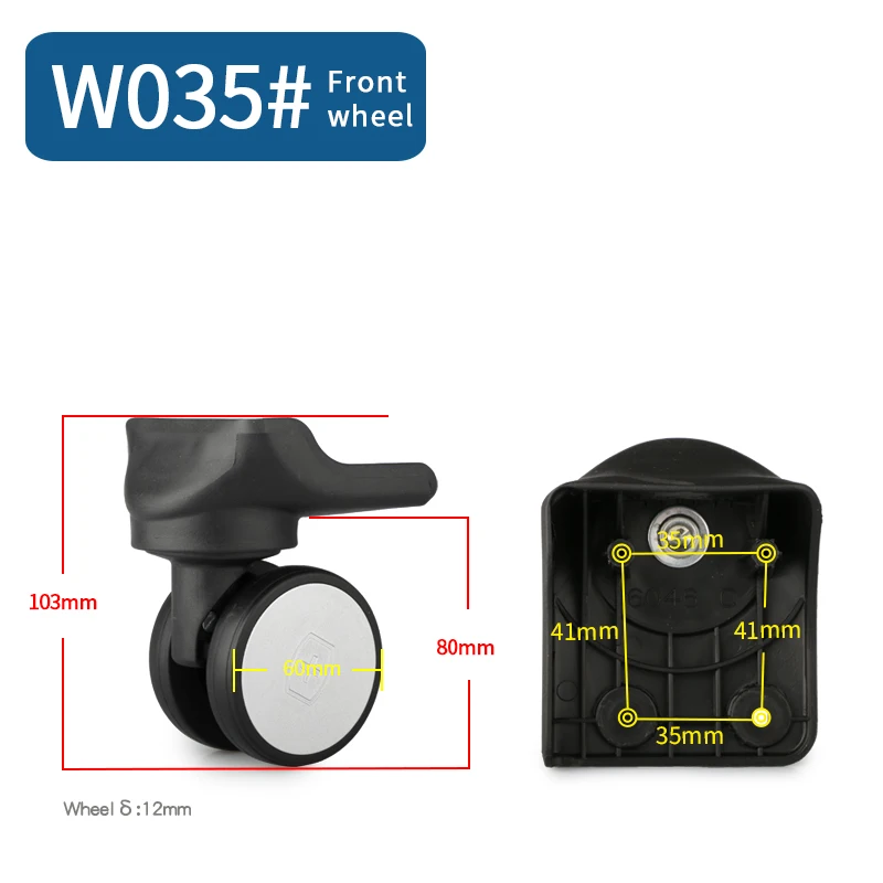 Replacement wheels for suitcase luggage high quality travel bag casters repair Wear resistant password box luggage wheels - Цвет: W035(2 Wheels)Front