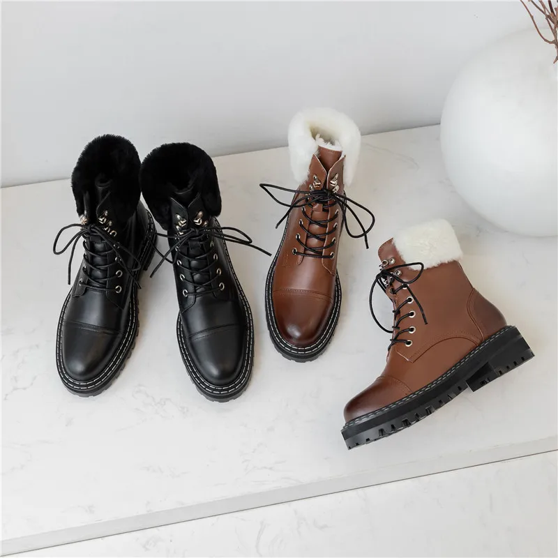 CONASCO/Новейшая женская обувь на платформе в стиле панк; сезон осень-зима; Теплая Повседневная обувь; мотоботы из натуральной кожи на меху; женская обувь