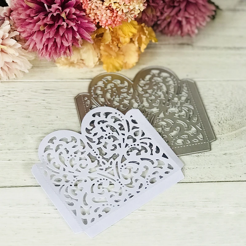 Wedding invitation Dies Lace Heart Metal Cutting Dies Scrapbooking Stamps and Dies for Card Making  - 4.00003E+12