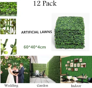 

12PCS Artificial Boxwood Panels Garden Decoration Fake Walls for Birthday Party Wedding Anniversary-60*40cm