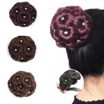 

DIANQI High temperature fiber nine flower bun fashion donut bun convenient to wear wigs