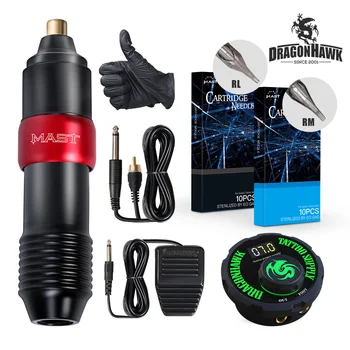 

Dragonhawk MAST Motor Rotary Pen Tattoo Machine Set Kit Top Power Supply Needles Makeup Motor Pen