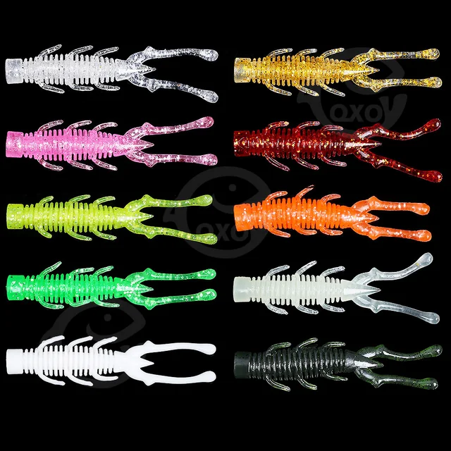 QXO 10pcs/lot Fishing Lure Soft Lure Silicone Bait TPE Sea Fishing Worm Spinnerbait Surface Lure Shrimp Lure  Accessories A 10pcs
