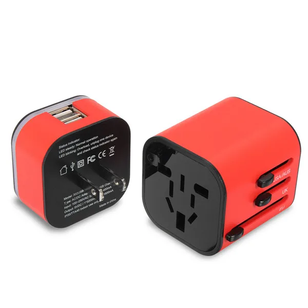 Все-в-одном штекер Адаптер международный Путешествия 2 USB штекер зарядное устройство адаптер конвертер США Великобритания ЕС AU